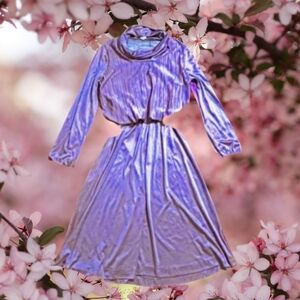Vintage Purple  Long-Sleeve A-Line Dress